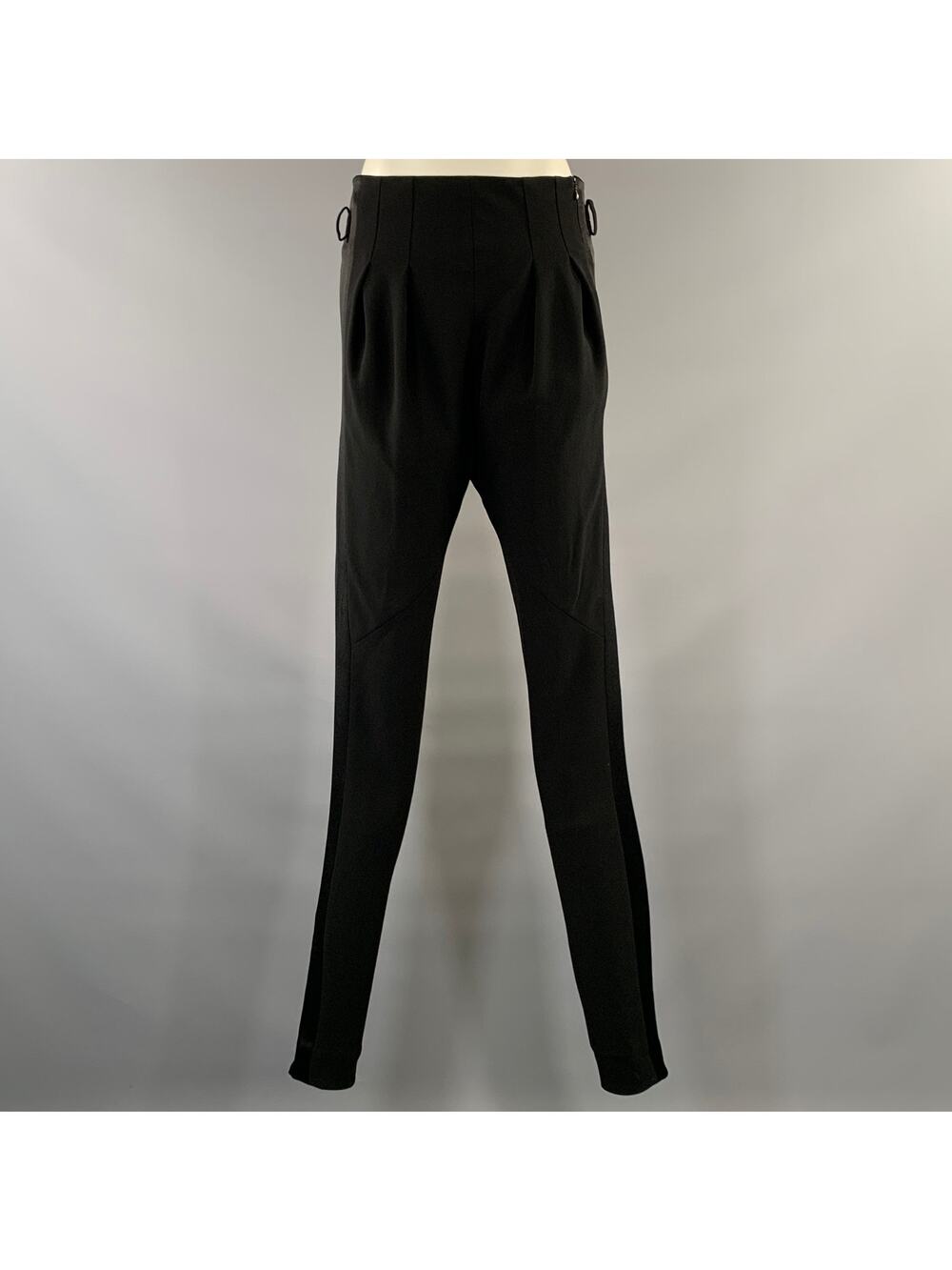 BALENCIAGA Size 30 Black Triacetate Blend Pleated Slim Fit Dress Pants
